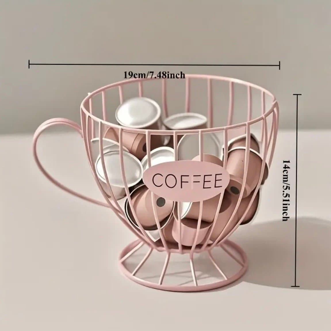 PINK COFFEE CAPSULE STORAGE BASKET MUG