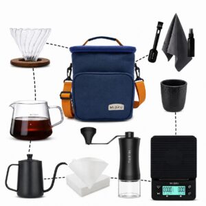 MIBRU V60 Specialty Coffee Set with Blue Travel Bag – 11-in-1